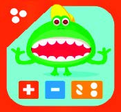 Une icône représente l’application «1res opérations Montessori» par le dessin d’un monstre et de symboles mathématiques.