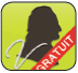 Une icône représente l’application Projet Voltaire par la silhouette de Volaire et la mention «gratuit».
