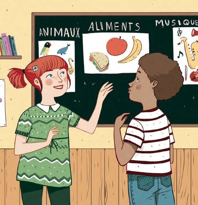 Illustration de deux élèves en train de discuter.
