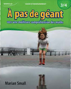 Image de la couverture du livre intitulé À pas de géant, montrant une jeune fille qui s'apprête à sauter dans une flaque d'eau