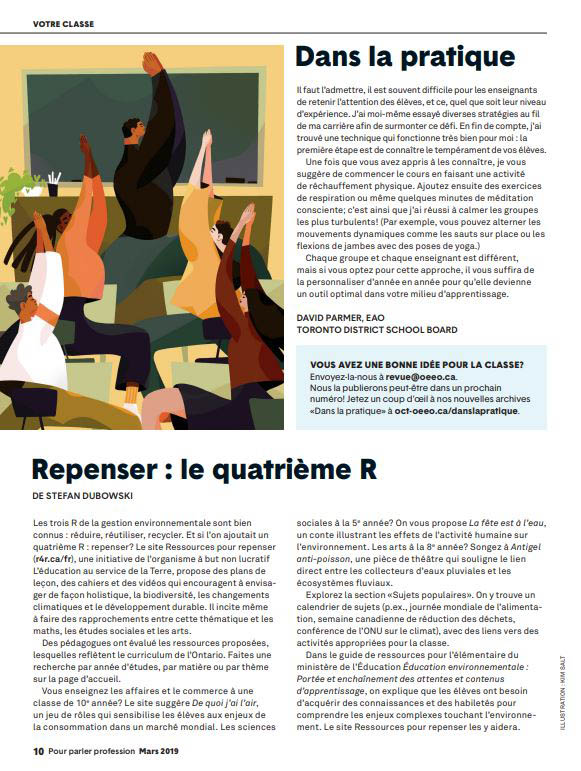 Image de la rubrique Dans la pratique du numéro de mars 2019 de 'Pour parler profession'.