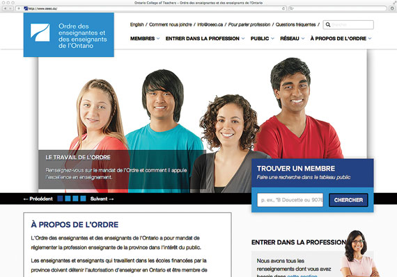 La nouvelle page d’accueil à oeeo.ca