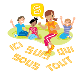 Children stepping on letters
