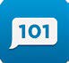 Une icône représente l’application «Remind» par une bulle contenant les chiffres «101» inscrits en bleu sur fond blanc.
