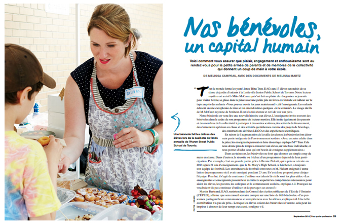 Illustration de l’article «Pour manger mieux» dans <em>Pour parler profession</em></em>. Illustration de l’article «Nos bénévoles, un capital humain» dans <em>Pour parler profession</em></em>.