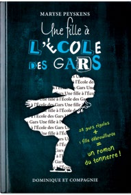  Illustration de la couverture de l’ouvrage Une fille à l’école des gars où une fille patine penchée vers l’avant, les deux bras derrière elle.