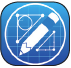 Icône qui représente l’application «Geometry Pad» par un schéma géométrique sur un fond bleu.