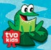 Icône qui représente l’applicationTVOKids Hop Frog Hoppar une grenouille souriante. Les mots «TVO kids» figurent sur l’icône.
