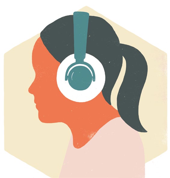 Illustration d’une enfant avec un casque d’écoute.