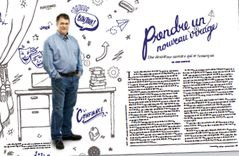 Illustration de l’article «Prendre un nouveau virage» publié dans <em>Pour parler profession</em></em>. 