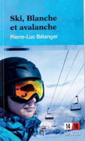 Illustration de la couverture du roman Ski, Blanche et avalanche où un jeune skieur porte un casque protecteur et des lunettes de ski. 