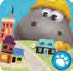 Logo de l'appli «Hoopa City», sur lequel figure un hippopotame observant une ville imaginaire
