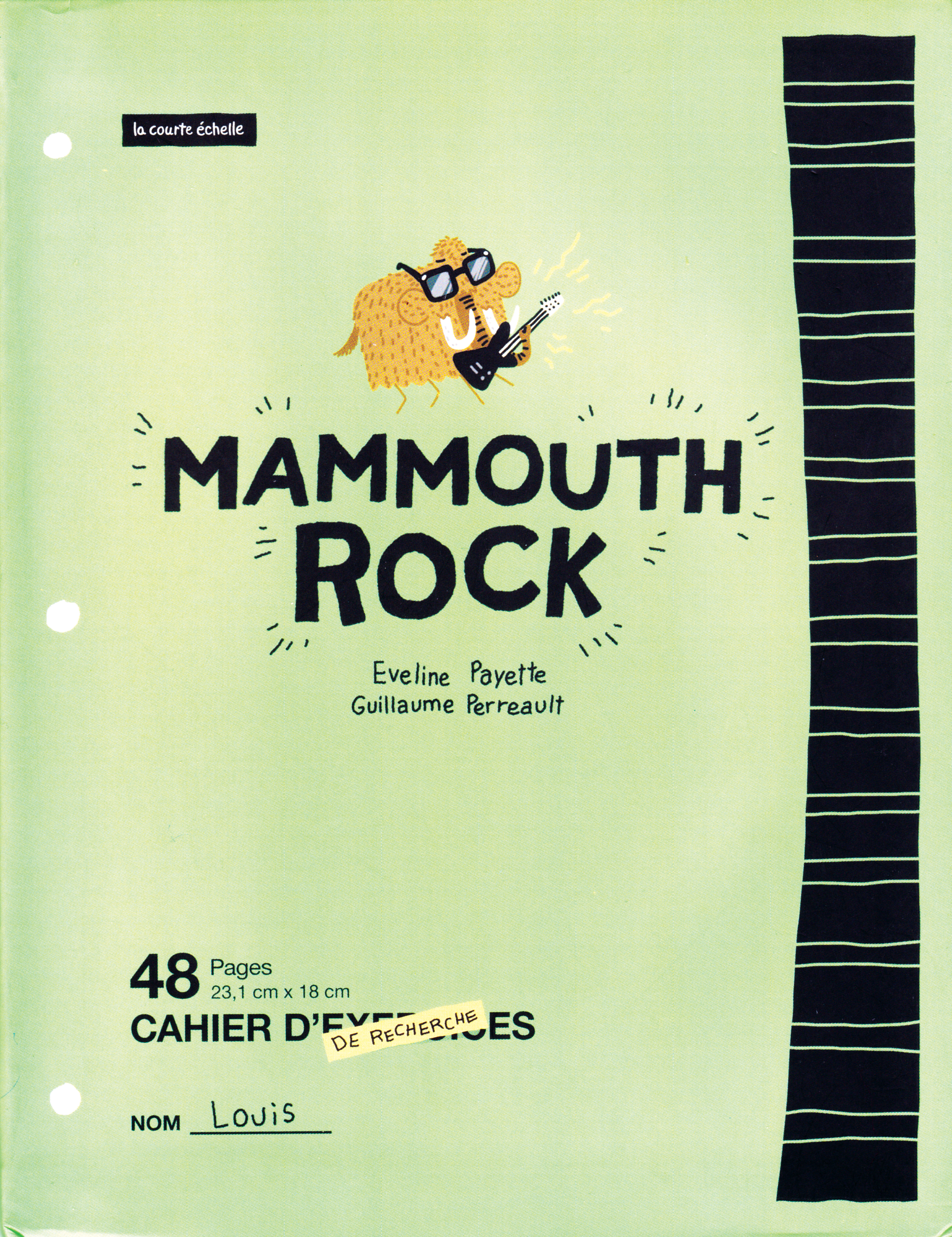Couverture du livre «Mammouth Rock» d’Éveline Payette, illustrations de Guillaume Perreault.
