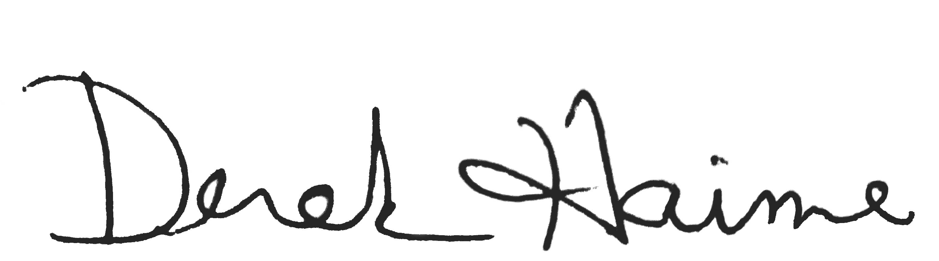 Signature de Derek Haime