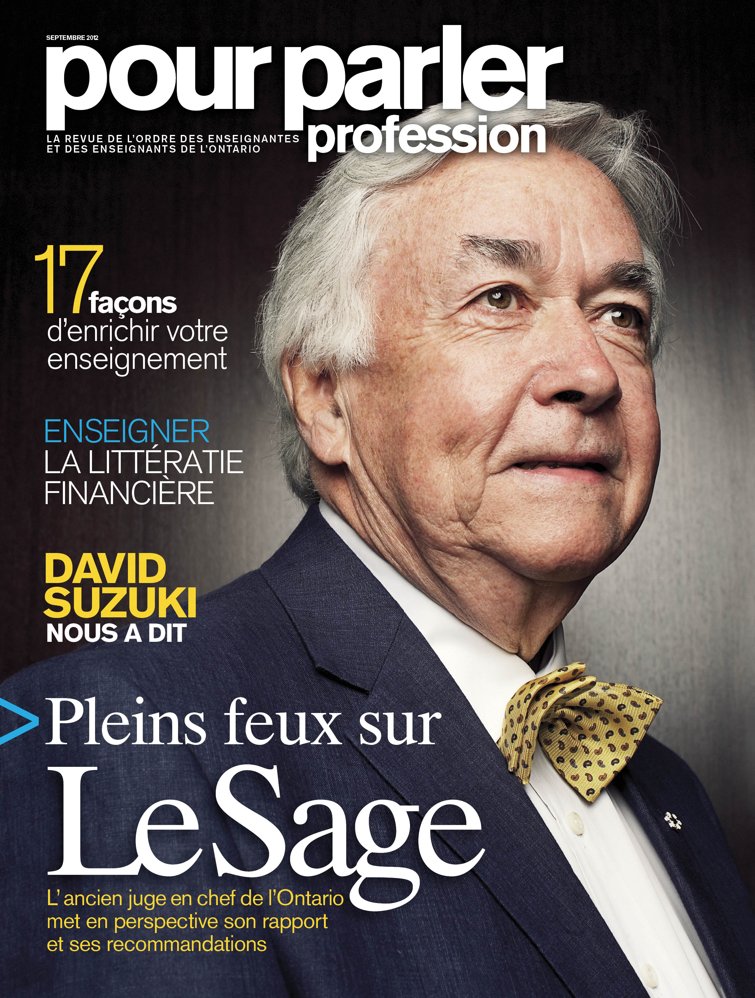 Couverture du numéro de septembre 2012 de Pour parler profession.