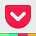 Application icon for ""Pocket"" app. The icon is a red pocket."