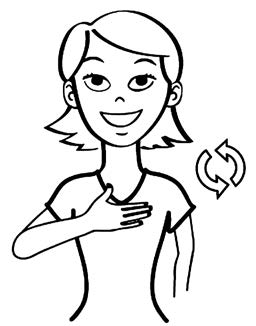 Illustration d’une femme qui utilise la langue des signes.