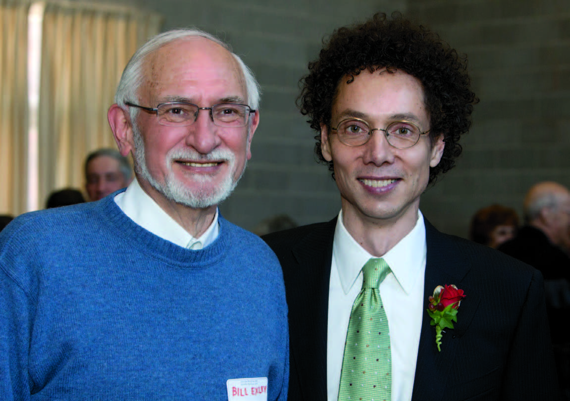 A photo of Malcolm Gladwell with former English teacher Bill Exley.