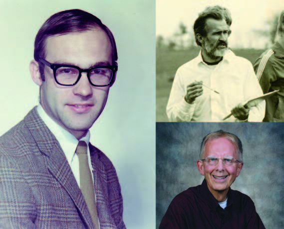 A collage of three photos. Clockwise from top right: Tom Lawson, Brian Harvey and Ron Saunders.