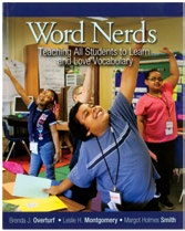 An image of the book cover for 'Word Nerds.' The cover image is of students cheering.