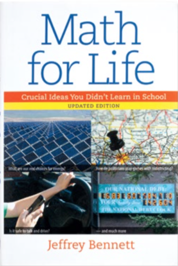 An image of the book cover for 'Math for Life.' The cover image is of the words 'Math for Life'.