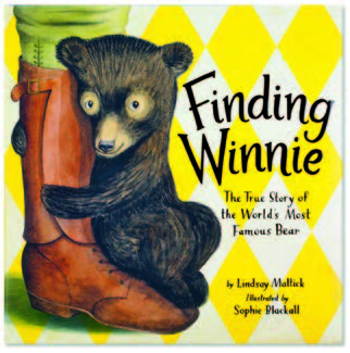 An image of the book cover for 'Finding Winnie: The True Story of the World’s Most Famous Bear.' The cover image is of an illustrated bear.