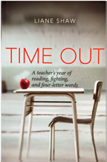 An image of the book cover for "Time Out." The cover image is an empty student desk.