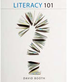 Image of the book cover for 'Literacy 101,' a question mark made up of books