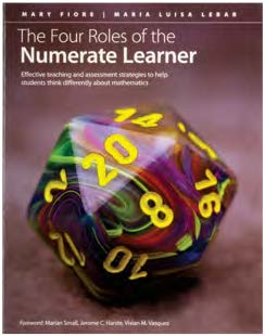 Image of the book cover for  'The Four Roles of the Numerate Learner,' featuring a 20-sided die.