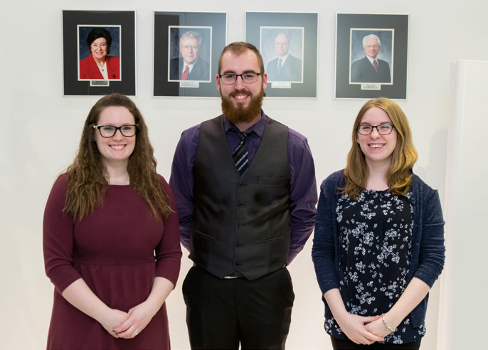 College scholarship recipients Nicole Billington, Devan Kernaghan and Kar.