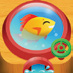 
Application icon for "Busy Water" app. The icon is a cartoon fish in a drain.
