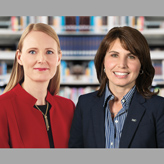 Photo of College Chair Nicole van Woudenberg, OCT, and College Deputy Registrar Chantal Bélisle, OCT, smiling.

