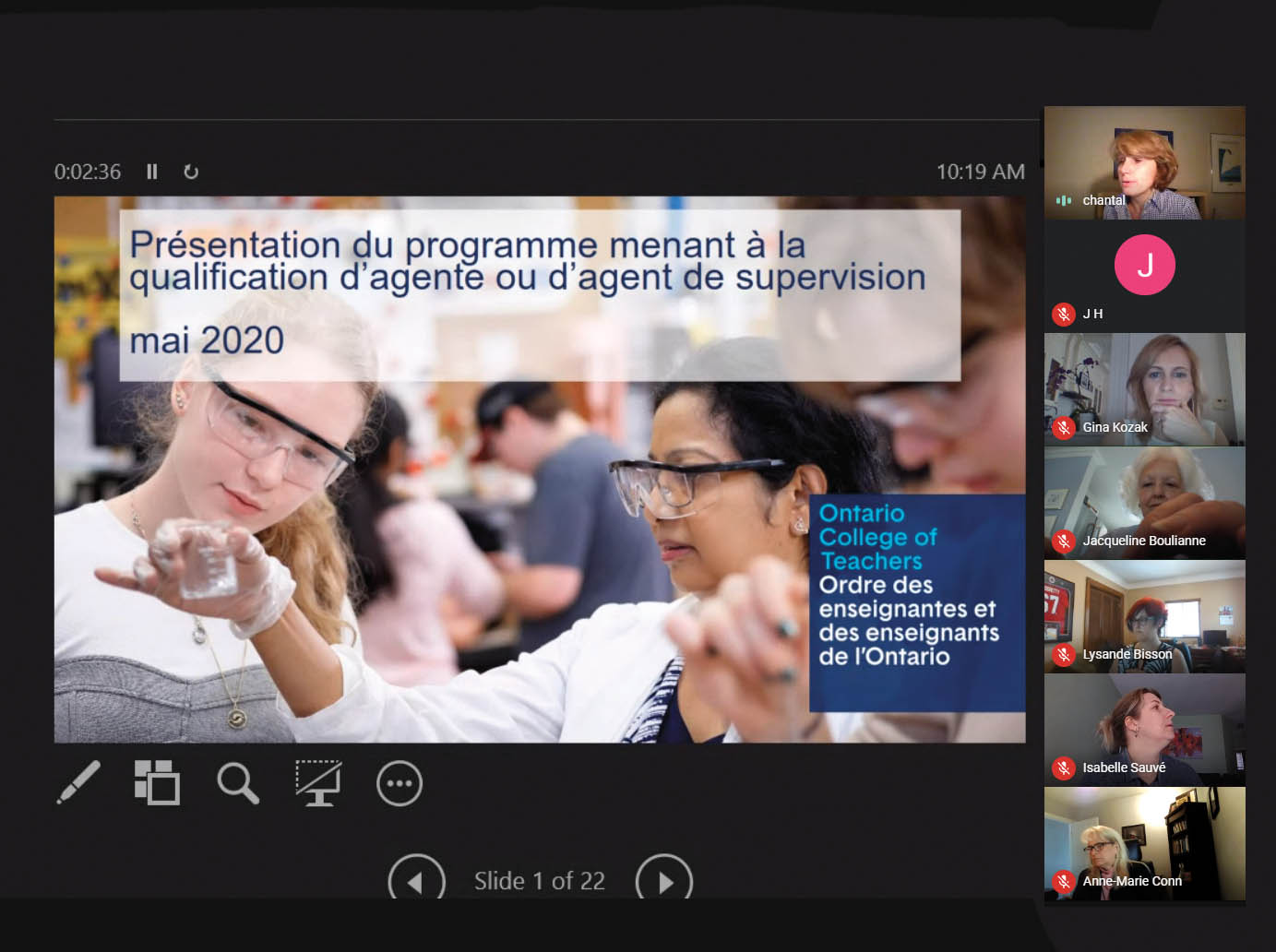 A small screen capture of a PowerPoint presentation from the College
