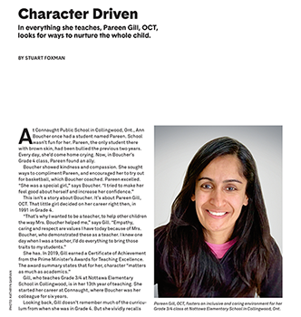 A screen capture of the 'Great Teaching' article from Professionally Speaking, June 2020