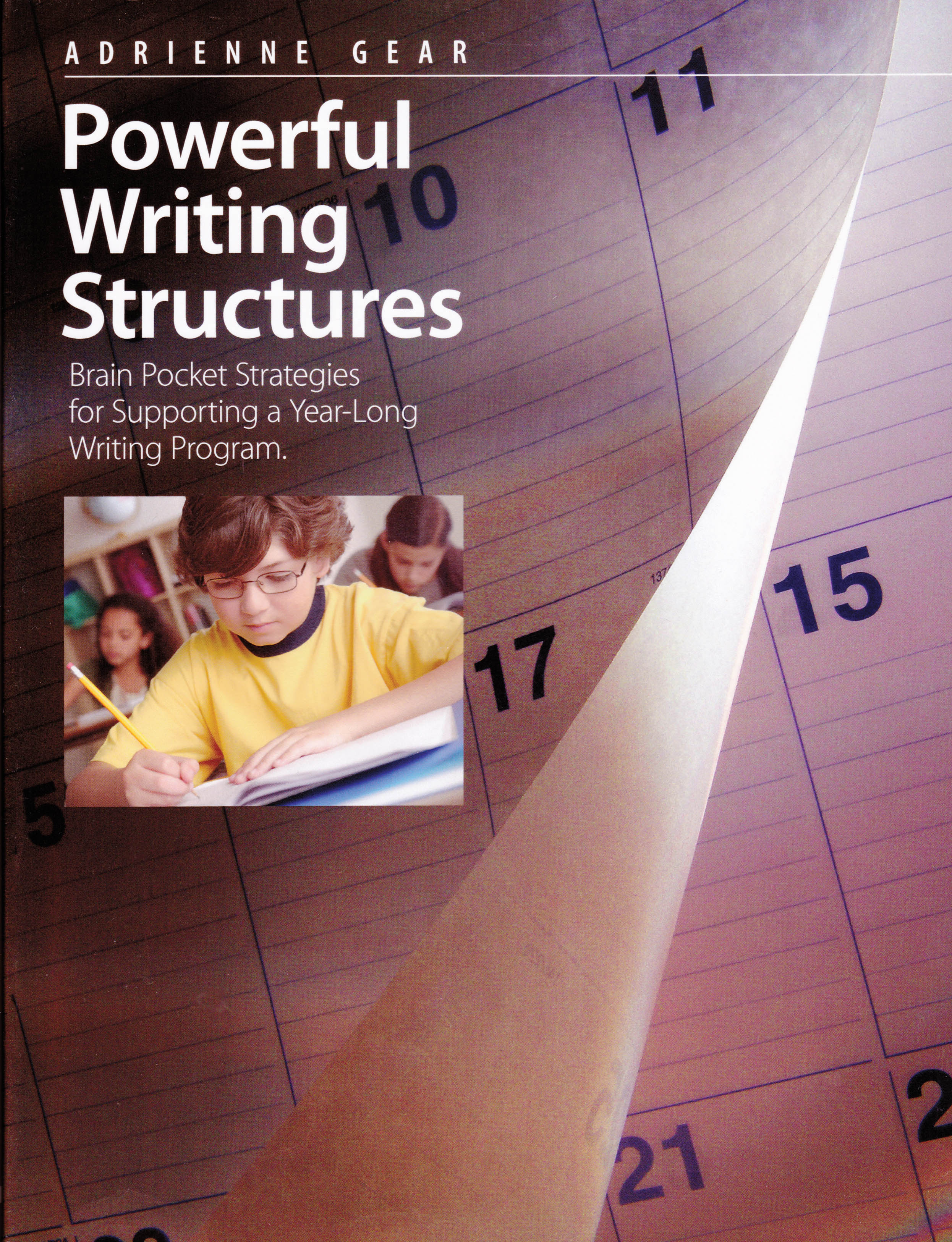 Photo of the cover of 'Powerful Writing Structures.' The cover is of a scheduling calendar.
