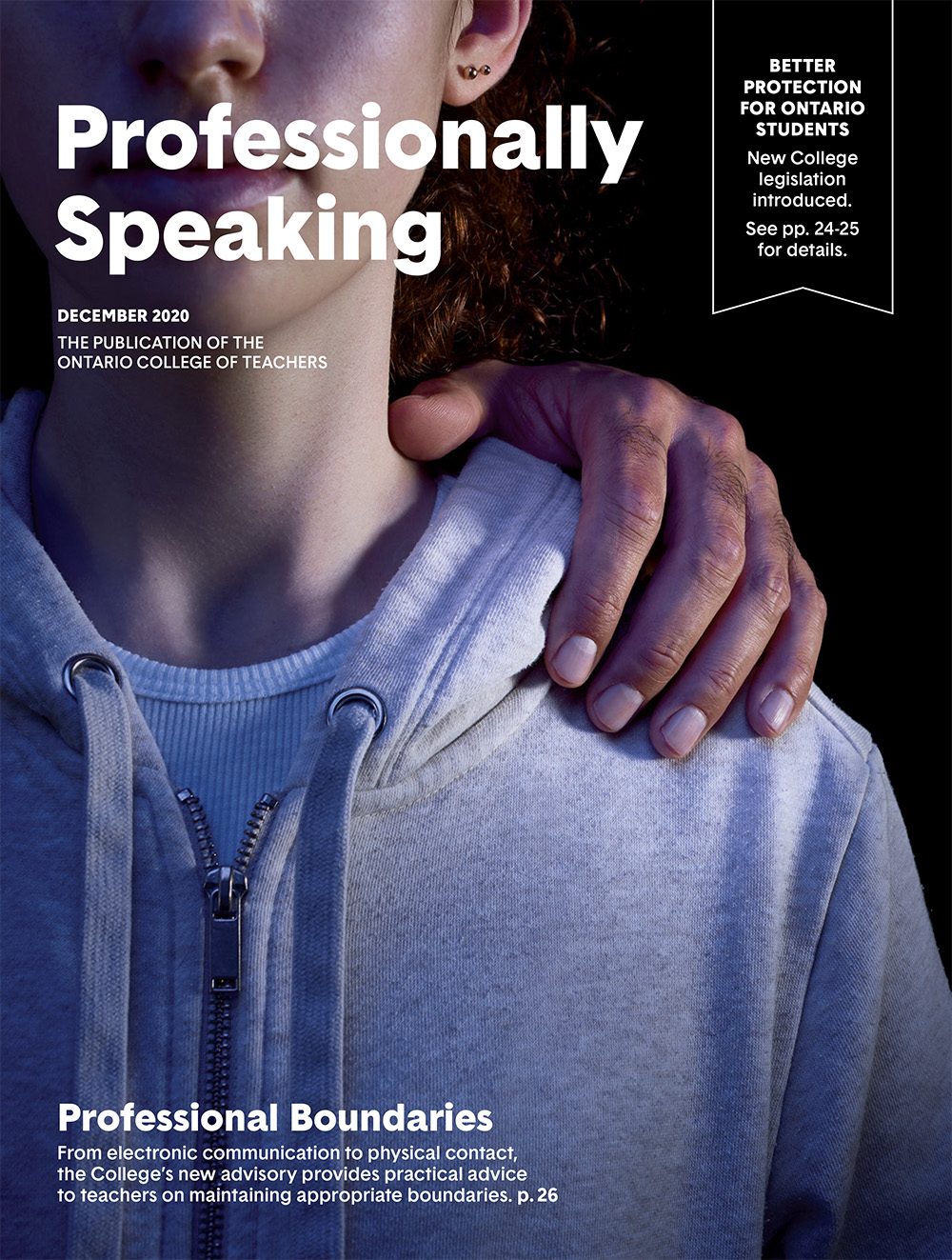 The cover of the December 2020 edition of Professionally Speaking