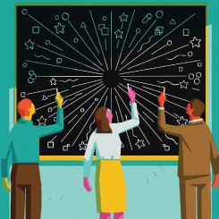 Illustration of OCT's drawing on a chalkboard.